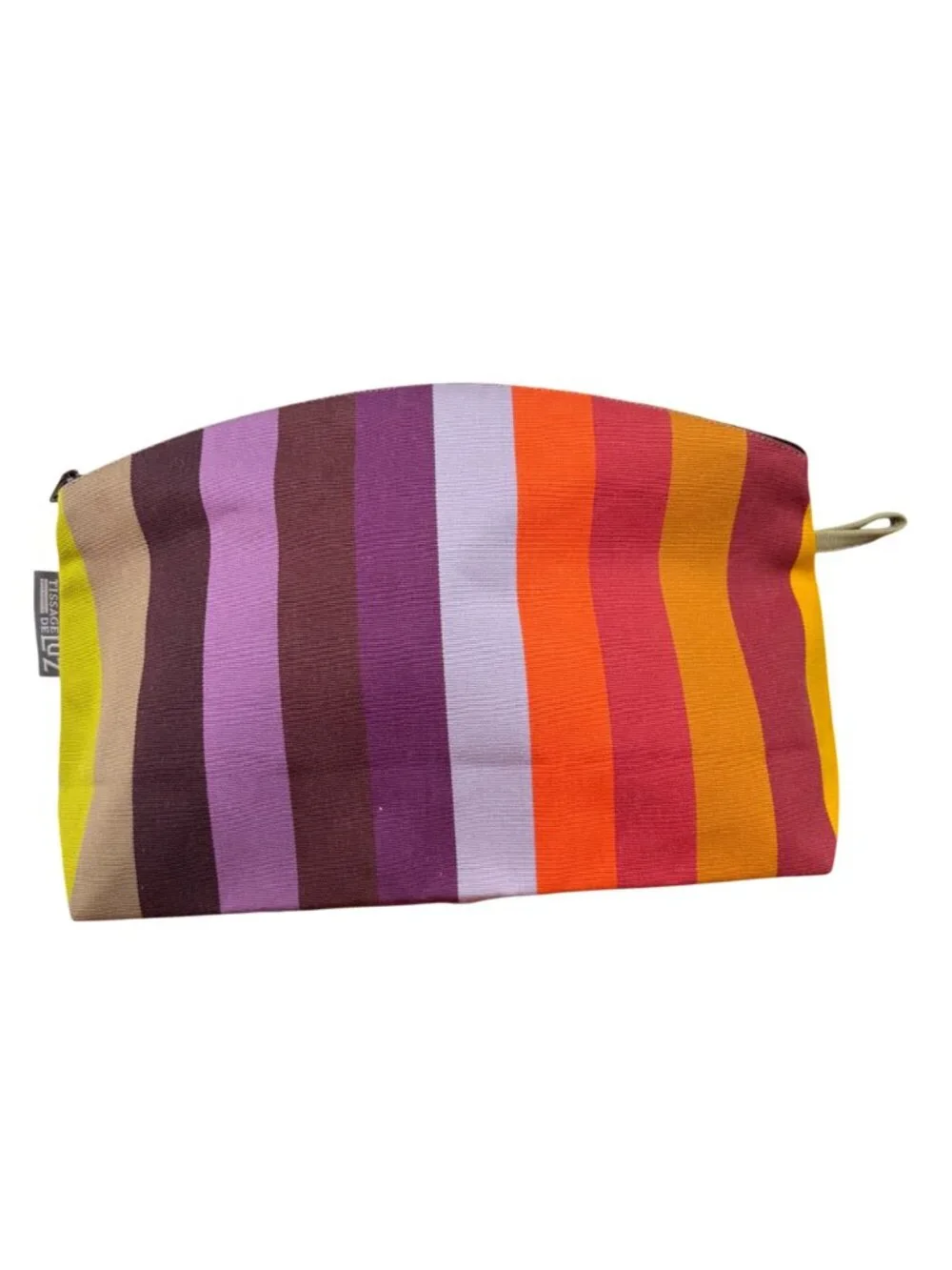 Tissage De Luz Striped Cosmetic Pouch Clutch Multicolor Rainbow Made In France